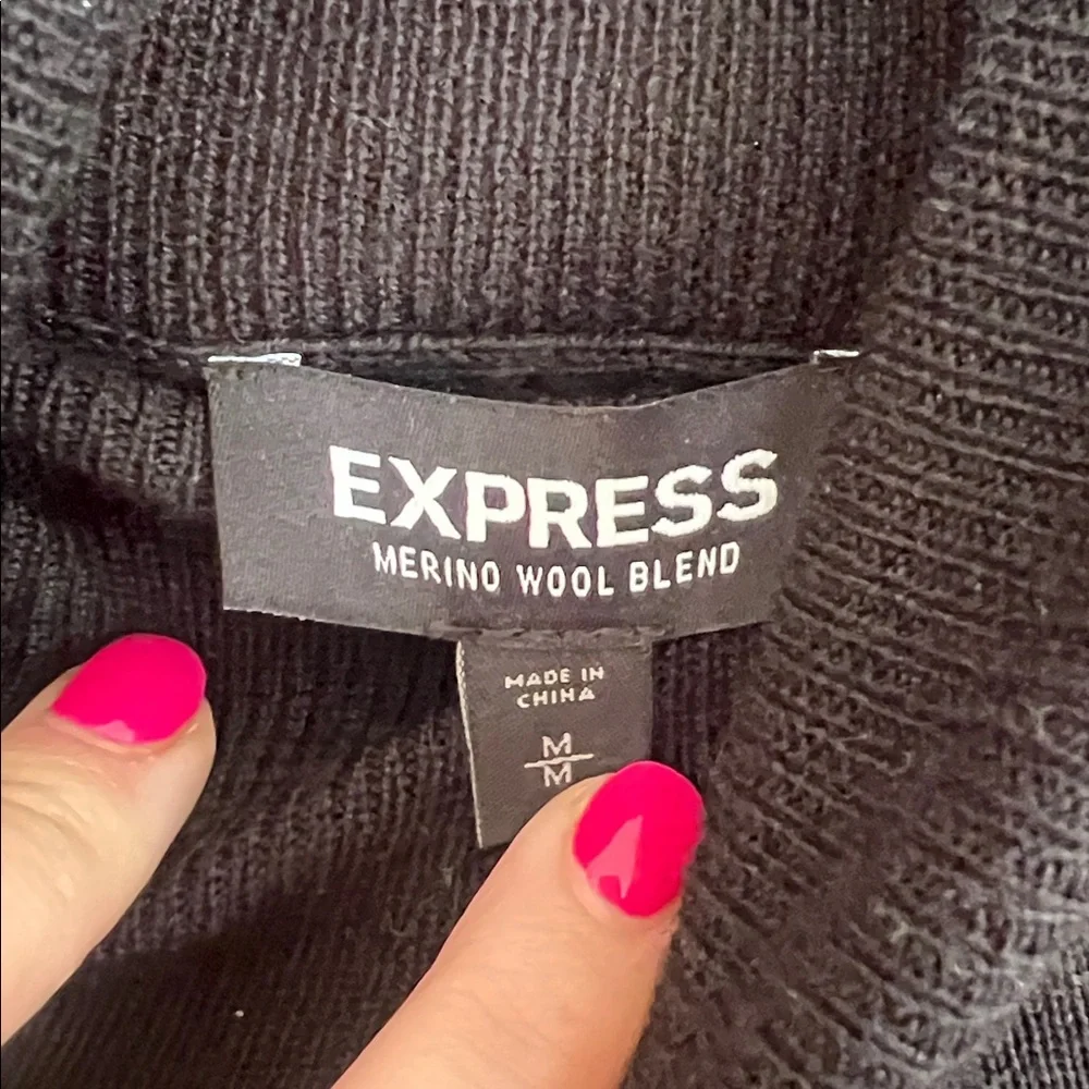 Express Men's Merino Wool Blend Black Turtleneck Sweater